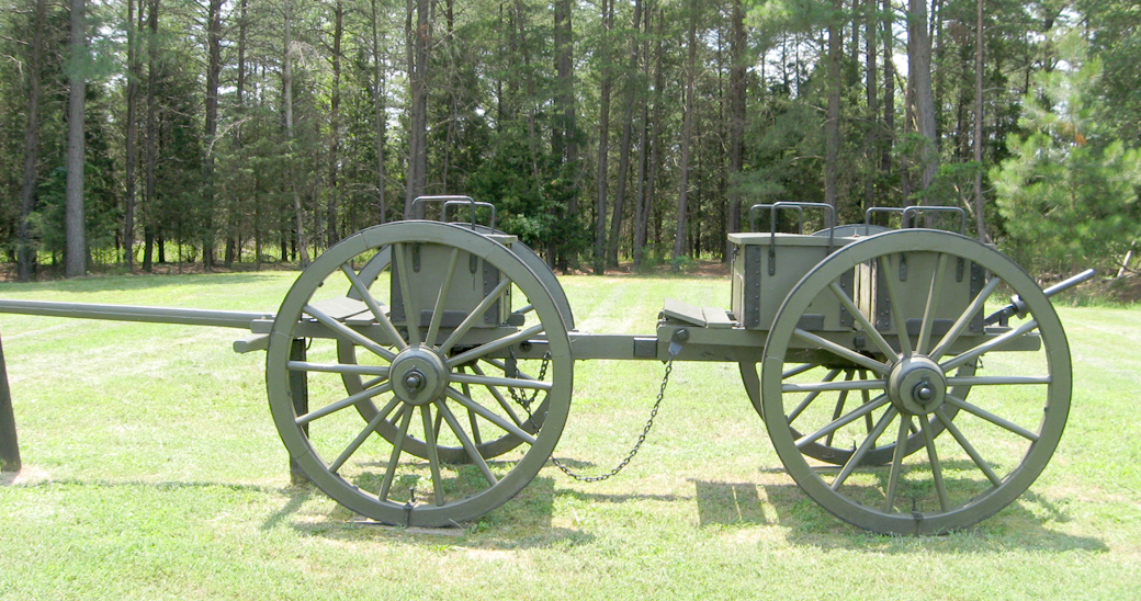Artillery caisson and limber displayed on the Chancellorsville battlefield